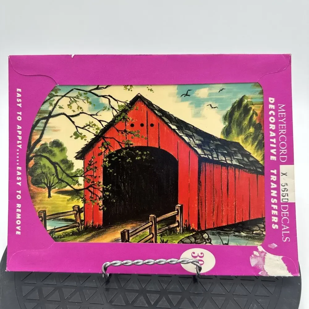 Vintage Meyercord Red Barn Bridge Decal